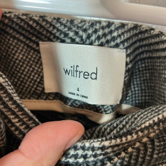 Wilfred Aritzia Jallade Gray High-Waisted Tie-Belt Houndstooth Ankle Pants 4 - Picture 3 of 10